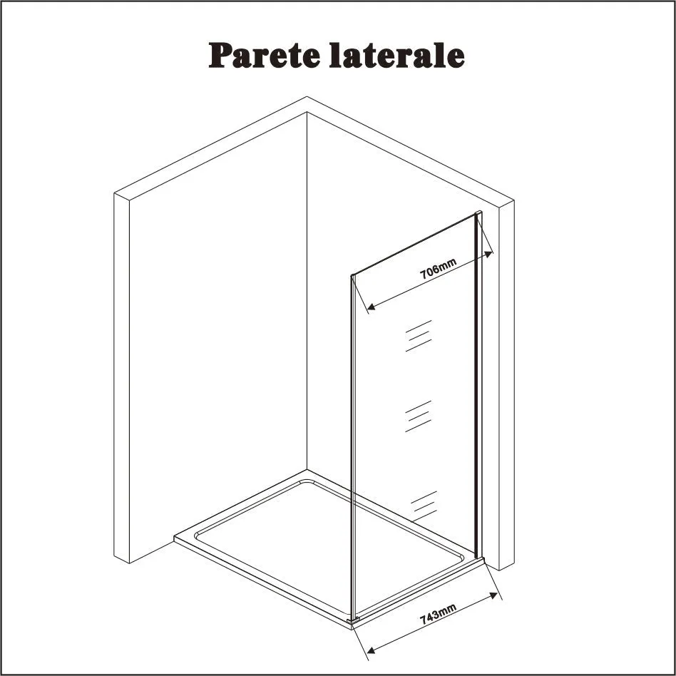 190cm Box Doccia Angolare Porta Battente Pieghevole con Parete Fissa in Vetro Temperato 5mm Anticalcare Barra Stabilizzatrice da 45cm Nera Opaca