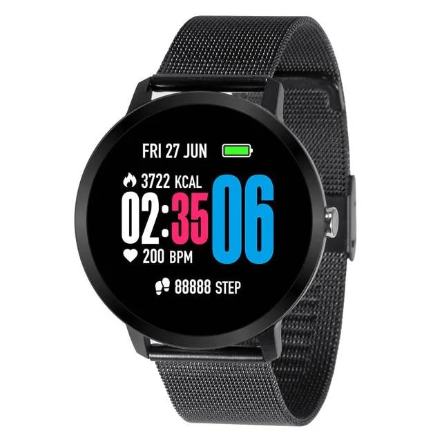 Activity Tracker Fitness Tempered Glass Smartwatch with Heart Rate Monitor