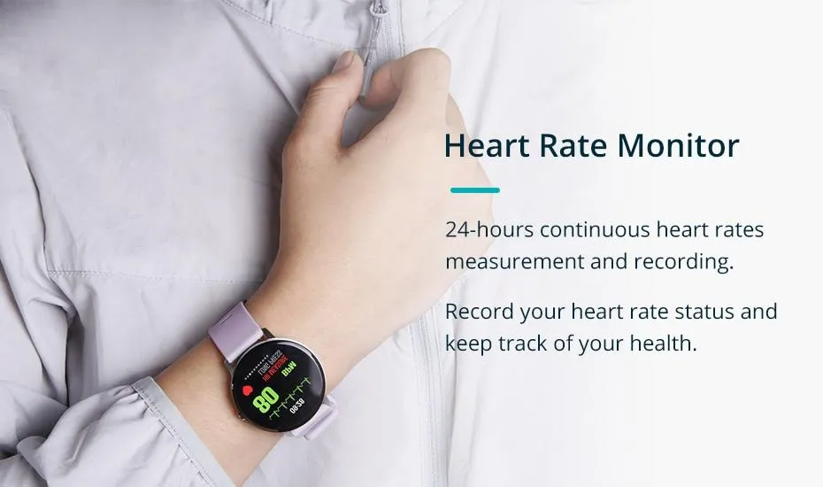 Activity Tracker Fitness Tempered Glass Smartwatch with Heart Rate Monitor