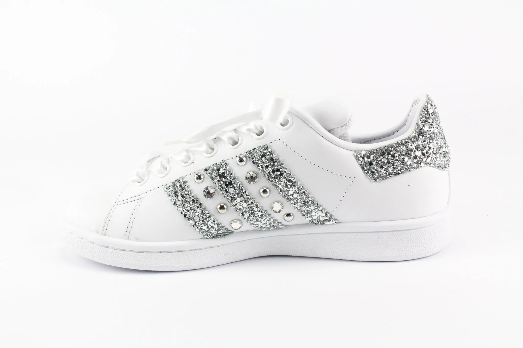 Adidas Stan Smith Strass Glitter & Lacci Raso