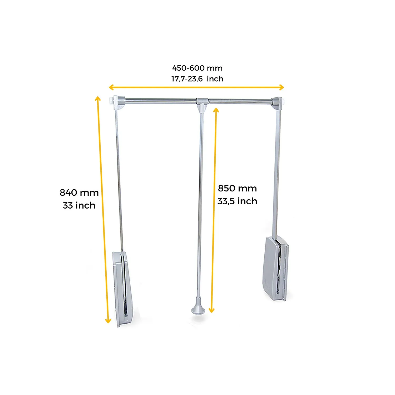 Appendiabiti Saliscendi Per Armadio In Acciaio 45-60x84cm Cromato