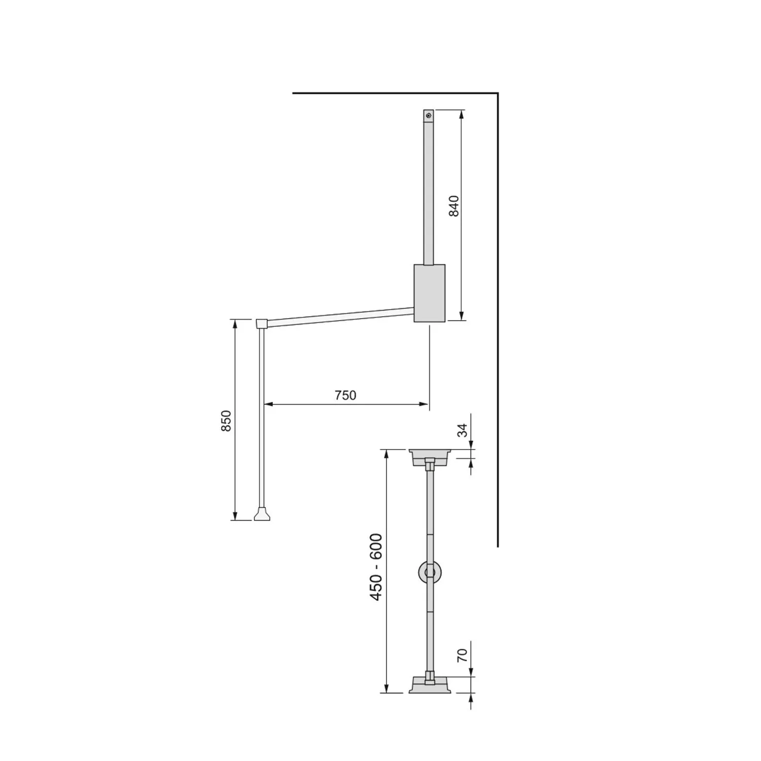 Appendiabiti Saliscendi Per Armadio In Acciaio 45-60x84cm Cromato