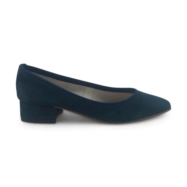 Ballerine blu in camoscio con tacco 3cm