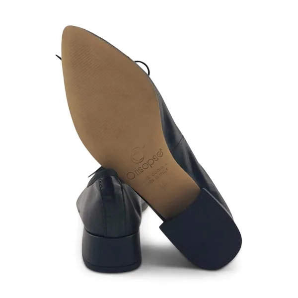 Ballerine nere in pelle con tacco 3cm