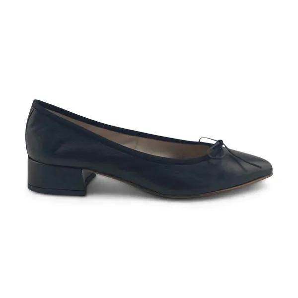 Ballerine nere in pelle con tacco 3cm