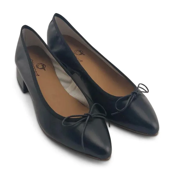 Ballerine nere in pelle con tacco 3cm