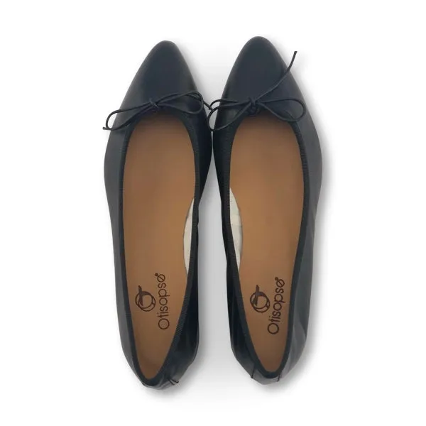 Ballerine nere in pelle con tacco 3cm