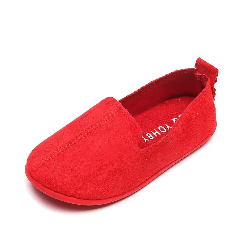 Children's Candy Color Casual Slip-On Loafers - Lightweight Leather Moccasins for Boys & Girls