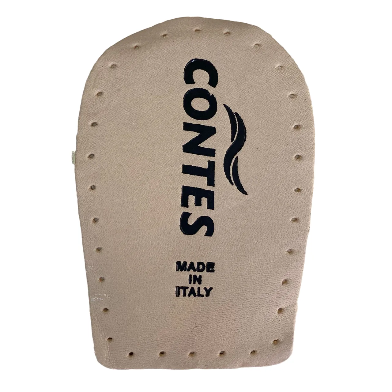 Contes Heel lift in latex foam covered with real chrome-free leather, approximately 1 cm thick at the heel. 121/P