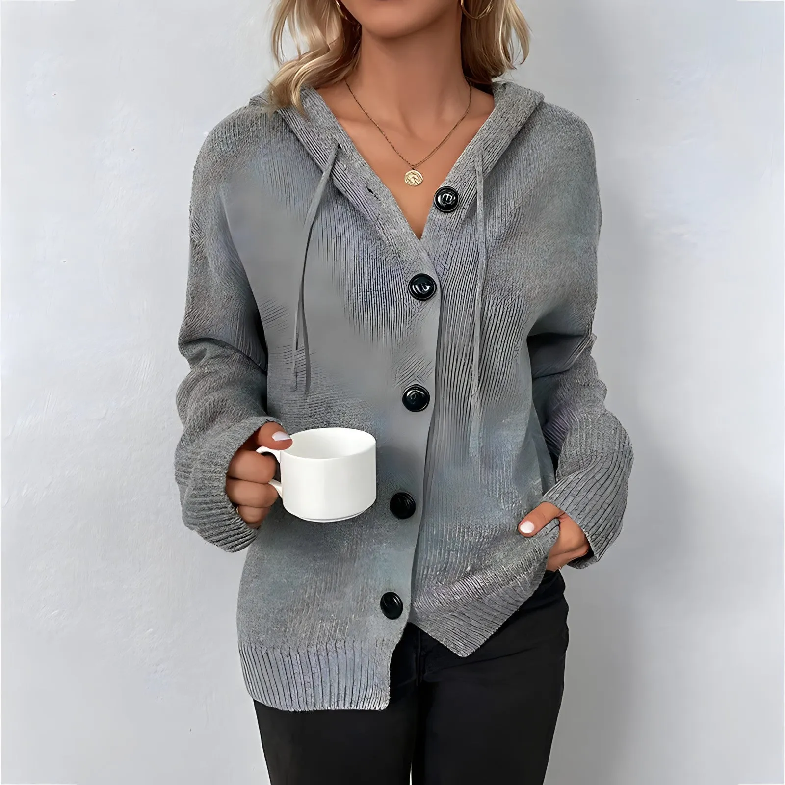 Gallia - Cardigan con cappuccio da donna