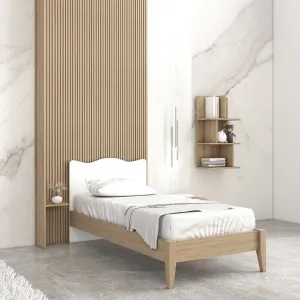 Letto onda con piedi in legno  , letto singolo, piazza e mezza e matrimoniale  10 colorazioni