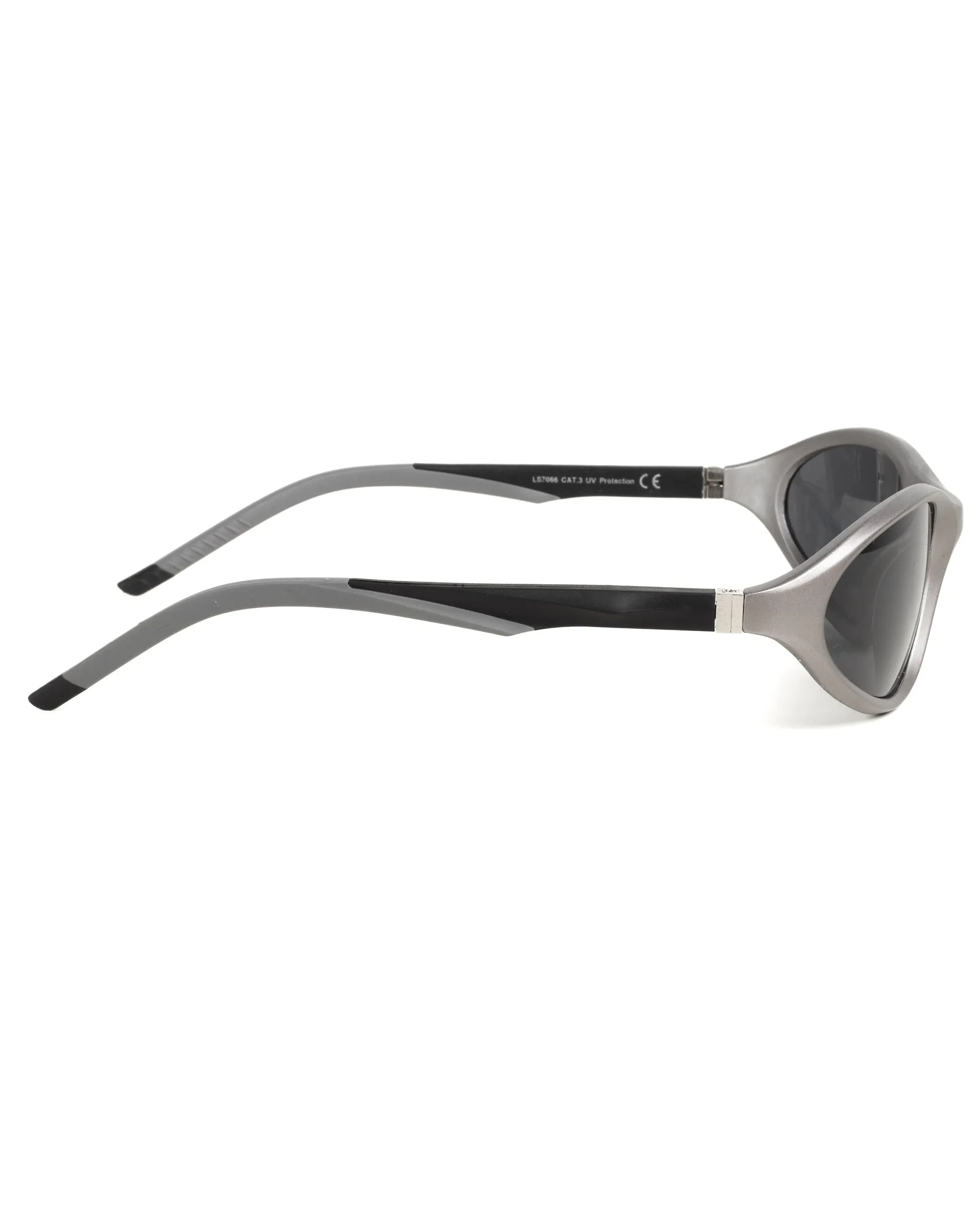 Occhiali da Sole Sportivo Unisex Casual Sunglasses Uomo Donna Montatura Curva Silver Lenti Nere GIOSAL-OC1069A